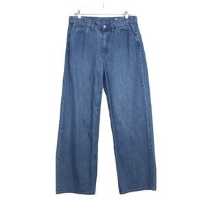 Uniqlo Wide Leg Relaxed Medium Wash Denim Jeans